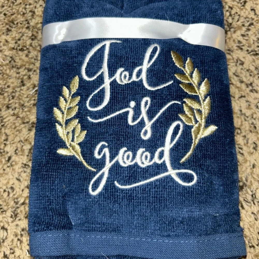God Is Good Embroidered Hand Towels